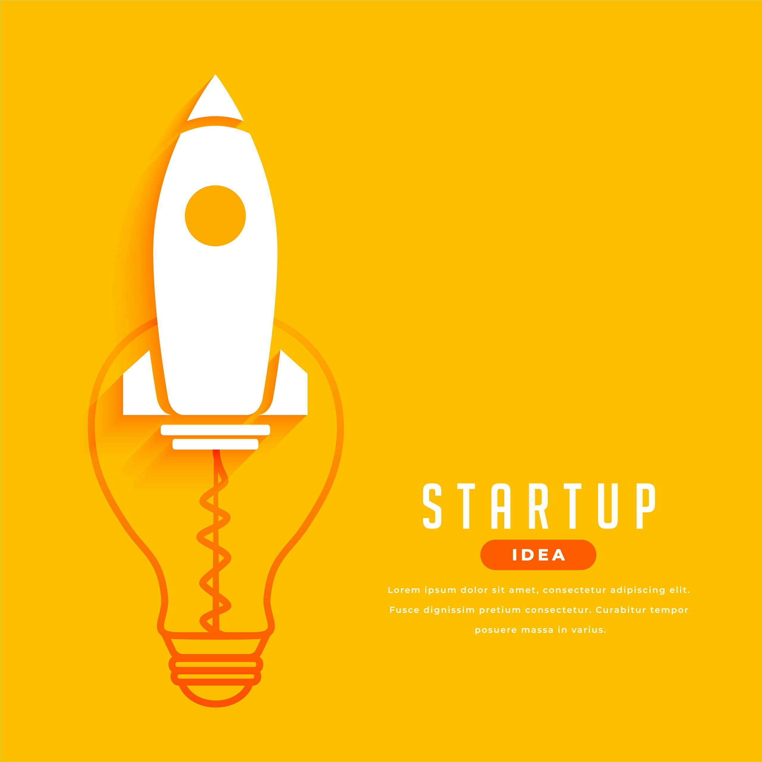 business startup concept with rocket and bulb design